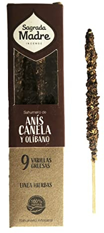 Sagrada Madre, Natürliches Bio-Räucherstäbchen Kräuter, Anis, Zimt, Olibanum, 44 g