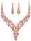 Clearine Hochzeit Schmuck-Set Tropfen Strass Cluster Statement Halskette und Ohrhänger-Set Kostümschmuck für Damen Pfirsichfarbener Roségold-Ton