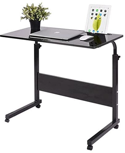 Youyijia Height Adjustable Mobile Table Mobile Laptop Table Standing Height Adjustable Computer Desk Laptop Table for Home Sofa and Bed 40x60x(67-80) cm (Black)