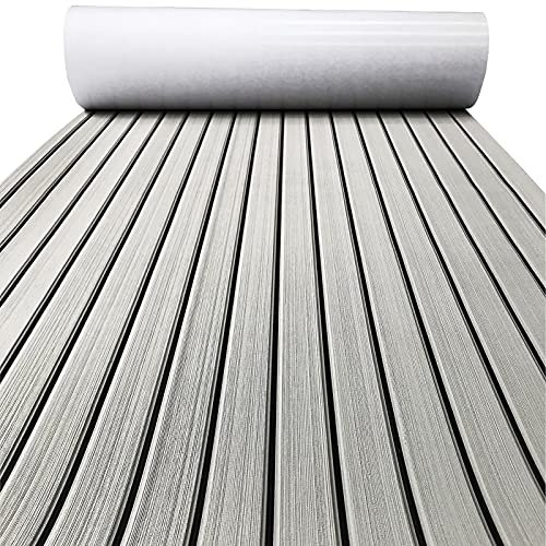 KXKZREN Boat Flooring EVA Foam Decking Sheet Faux Teak Marine Carpet Non-Slip Self-Adhesive Flooring Deck Mat for Boat Pontoon Motorboat RV Yacht Kayak Cooler Tops,240x112/90/60/41cm