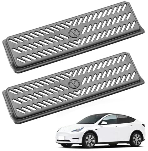 Thgtao Entlüftungsabdeckung Luftstrom, Entlüftungsgitter Schutzsatz, Tesla Model Y Zubehör, Einrastbare um ein Abrutschen zu Verhindern, Abdeckung der Lüftungsschlitze Unter dem Sitz(2er-Pack)