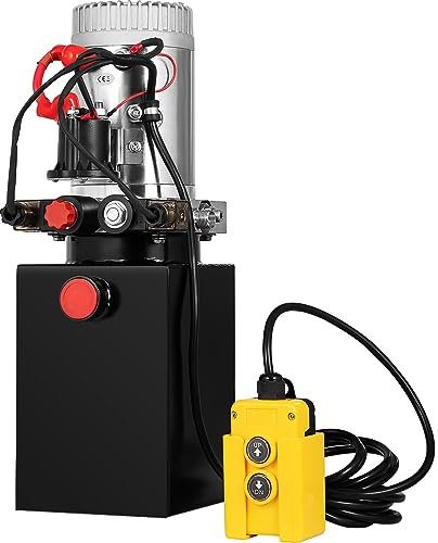 8L Acción Doble Bomba Hidráulica para Remolque de Coches, Depósito de Metal, Bomba Hidráulica Remolque Tanque 12V, Bomba Hidráulica con Efecto Doble para Remolque Volquete