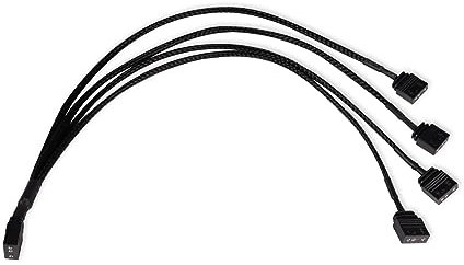 ALPHACOOL 18711 - Splitter a Y aRGB a 3 pin su 4 x 3 pin, 30 cm, cavo modding, nero