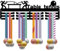 CREATCABIN Tischtennis-Medaillenhalter,Aufhänger,Medaillenständer,Organizer,Metallregal,Ständer,Rahmen,Zum Aufhängen,Wandmontage Mit 12 Haken,3 Reihen Für Sportler,Gold,Silber,Bronze,Schwarz,40x15cm