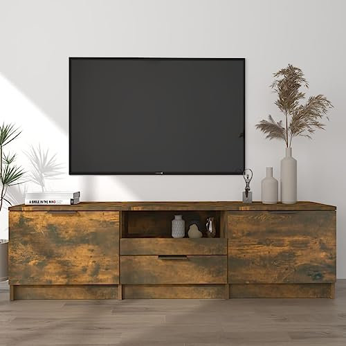 ULUYYUC Eck-TV-Ständer Wohnzimmer-TV-Schrank Stereoanlagen SchränkeTV-Schrank Räuchereiche 140x35x40 cm HolzwerkstoffGeeignet für Wohnzimmer, Schlafzimmer