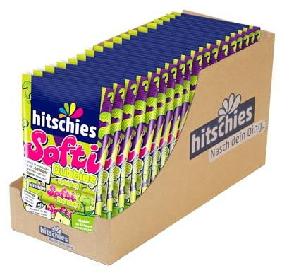 hitschies Softi Qubbies Apfel - Fruchtig-weiche Kaubonbons mit Fragespiel auf jedem Bonbon - Perfekt für Unterwegs - Glutenfrei & Halal - 18 x 80g