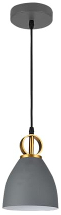 GTV - Deckenlampe KERALA | Hängelampe Ø16cm Wohnzimmerlampe Esstisch Esszimmerlampe E27 | Deckenleuchte für Wohnzimmer, Küche, Esszimmer | Lampenschirm aus Metall | Grau
