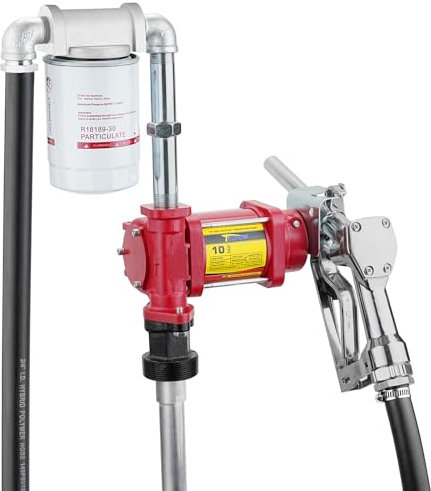TRUPOW 12V DC 10GPM Self-Priming Gasoline Diesel Oil Fuel Transfer Explosion-Proof Pump Kit with with Particulate Filter and Nozzle for Gasoline Diesel Kerosene & More