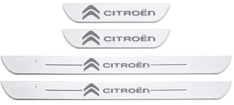Protection Seuil de Porte Voiture pour Citroen C4, Bande Décorative Anti-Usure de Seuil Matériau en Acier Inoxydable, 4Pcs