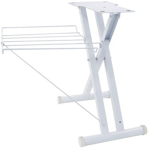 Lumil Clothes Press Stand, Custom-Made for 20'' Steam Press Machine, White Carbon Steel Stand with Storage Basket