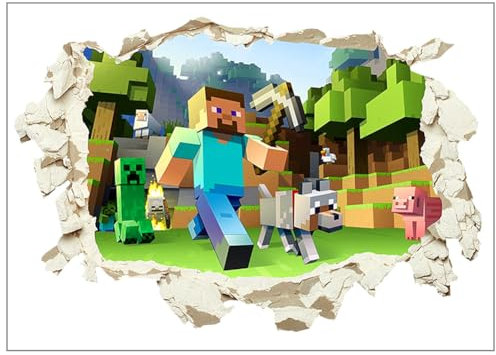 3D Cute Gaming Wall Sticker for Boys & Girls - Cartoon Game Theme, Self-Adhesive Vinyl Wall Stickers for Bedroom & Living Room Decor