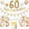 60. Geburtstag Frauen Deko - Luftballons Weiß Gold, Konfetti, Nummer 60 Folienballons für Frau