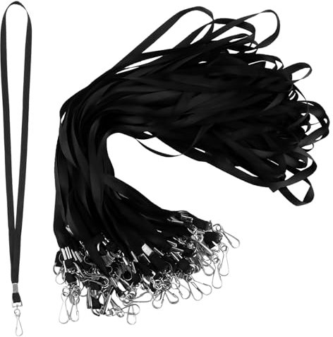LOPYXBR 100 Stück Schlüsselband Schwarz Schlüsselanhänger Band mit Drehbarem Metallclip 45cm Lanyard Schlüsselband Schlüsselbänder zum Umhängen für Ausweishüllen und Schlüssel