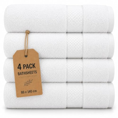 Casabella Luxury Pack Of 4 Bath Sheet 100% Egyptian Cotton Super Soft towel_White