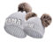Yanmucy Mommy and Me Beanies Strickmütze mit niedlicher Mama und Mini-Stickerei, warme Wintermütze, passende Skimütze mit abnehmbarem Bommel, 2 Stück, hellgrau, One Size-8 Years