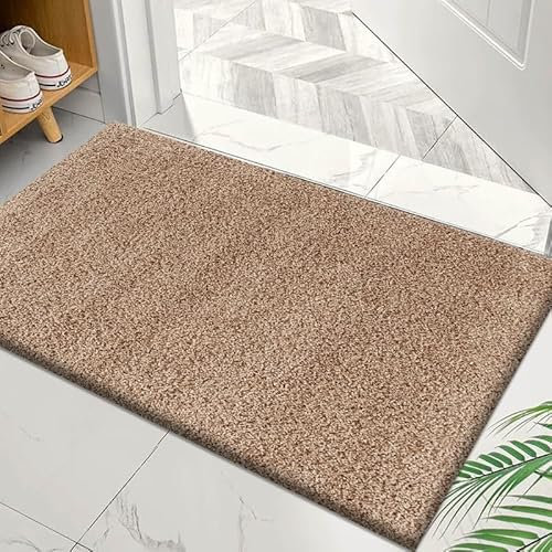 Fit Even Dream Shaggy Door Mat - Non-Slip Doormat, Suitable for Indoor/Outdoor Use, Heavy Duty Dirt Trapper and Water Absorbent – (Beige, 50x80 cm)