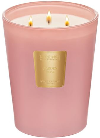 M&SENSE Duftkerze im Glas groß Rose Kerze Sojawachsduftkerze mit 3 Dochte Saubere Verbrennung 150 Stunden langer Brennzeit Jasmin Duftkerzen Entspannung Aromatherapie Kerze Geschenk für Frauen