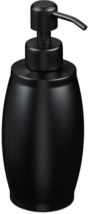 Relaxdays Seifenspender, 350 ml, Edelstahl, nachfüllbar, Seife, Duschgel, Badezimmer, Küche, Handseifenspender, schwarz