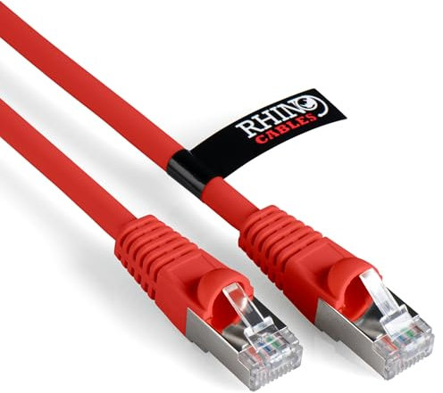 rhinocables CAT 6a Ethernet Cable | 10Gbps S/FT High-Speed & Large Bandwidth Data Transfer | Reliable LAN Network RJ45 Cable | Wi-Fi Broadband Cable for Seamless Gaming & Streaming (0.15m, Red)