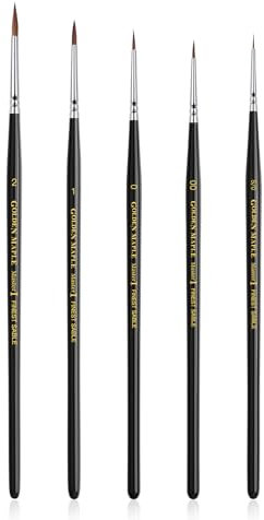 Golden Maple 5pcs Kolinsky Sable Brushes Set - #2/1/0/00/ 5/0 Micro Detail Brushes for Miniature Painting | Pro Artist Brushes for Models, Dolls & Figures