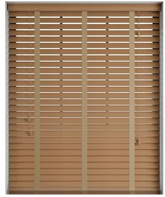 50mm Slat Light Oak Real Wood Venetian Blind With Tapes 120cm Drop, 100cm | Light Oak real wood Venetian blind with Tapes. 50mm slats. 100cm width x 120cm drop. Stylish and durable finish.