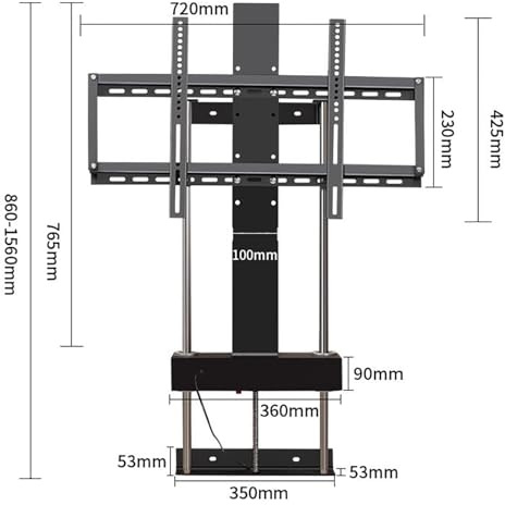 QICBYING Soporte Motorizado para TV - Soporte De Suelo para TV LCD, Elevador Telescópico Eléctrico para TV, Altura Ajustable, para TV Motorizada De 37 A 75 Pulgadas(860-1560mm)