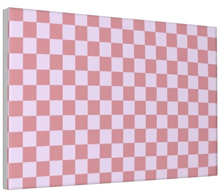 Woshuwo Leinwandbild, rosa und grau, kariert, ästhetisches Poster, Gemälde für Wohnheim, Wohnzimmer, 30 x 45 cm, gerahmt