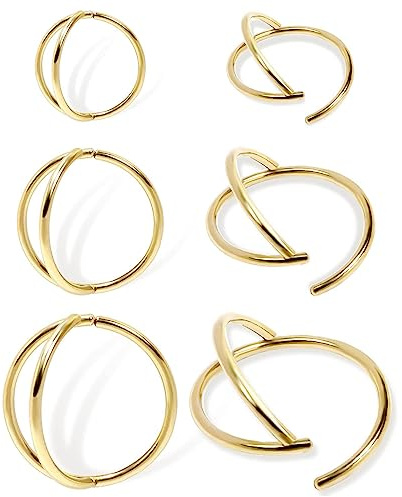 6 Stück Nasenring Gold Silber Dünn Doppelter Nasenpiercing Ring Chirurgenstahl für Damen Herren 20G Septum Tragus Conch Ohrringe Lippenpiercing Nasen Piercing Ringe Schmuck 6mm/8mm/10mm
