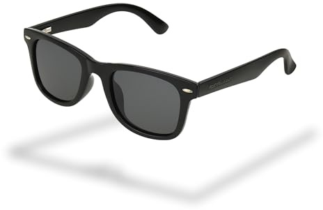 Foster Grant lunettes de soleil unisexe style wayfarer noires – monture classique avec verres verts, anti-rayures & anti-chocs, protection UV400 femme & homme