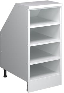 Vicco Küchenschrank für Dachschrägen R-Line, Weiß, 40 cm | Offener Stauraum · Extra Tiefe – 60 cm · Höhenverstellbare Füße · 3 Einlegeböden · ✓ Frei kombinierbar