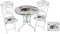 Garden Pleasure 3tlg. Landhaus Bistro Set Balkon Terrasse Metall antik Shabby weiß Sitzgruppe