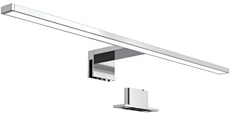 B.K.Licht - Spiegelleuchte Bad mit 2 in 1 Montage, neutralweiße Lichtfarbe, klemmbar, Badezimmerlampe, Schrankbeleuchtung, Spiegellampe, Lampe Badezimmer, Spiegelbeleuchtung, 60x10,3x3,6 cm, Chrom