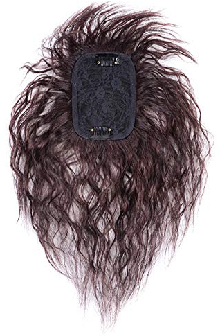 Lockige Krone Pony Topper Human Hair Wiglet Topper Haarteile Toupet für Frauen 25,4 cm, schwarz