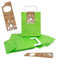 25 kleine hell-grüne Osterbeutel Papiertüte mit Tragegriff 18 x 8 x 22 cm + Hase Osteraufkleber 7,2 x 21 cm Frohe Ostern Deko Geschenkverpackung Etiketten weiß rot braun Give-Away