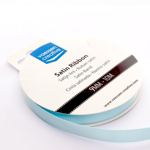 Vaessen Creative 301002-2010 Satinband Hellblau, 9 mm x 10 Meter, Schleifenband, Dekoband, Geschenkband und Stoffband für Hochzeit, Taufe und Geburtstagsgeschenke, 9MM