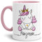 Tassendruck Einhorn-Tasse mit Spruch Unicorn Prinzessin - Glitzer/Rosa/Geschenk-Idee/Stern/Regenbogen/Innen & Henkel Rosa
