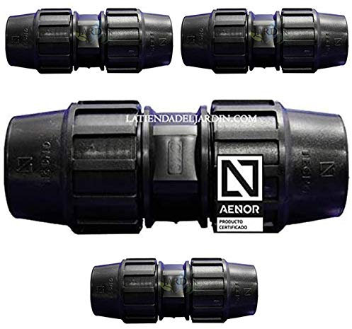Suinga Pack 4 Manguito Polietileno 20mm | Enlace 1/2'' Aenor | Unión para Tuberia de Polietileno 20 mm | Enlace 20mm, negro