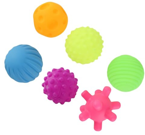 6Pcs/Lot Juego de pelota multisensorial texturizado, Juego de pelota de juguete de baño de bebé colorido Bola de mano Bola de compresión suave para niños