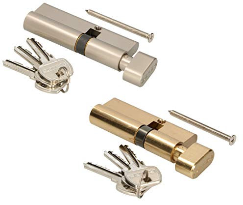KOTARBAU Cylindre de serrure 50/40 en nickel - Avec bouton - Cylindre profilé - Serrure de sécurité - Double cylindre