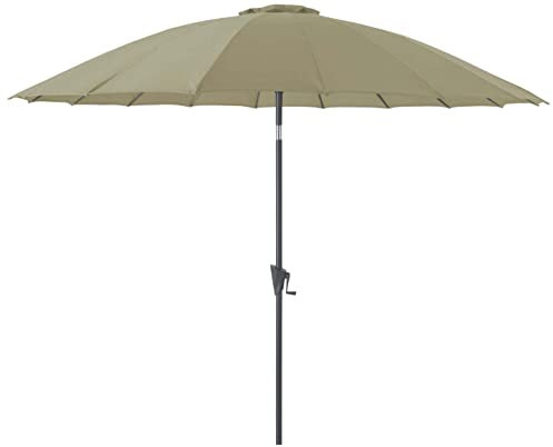 Proloisirs Parasol inclinable Fibre pagode 300 cm / 18 Baleines - manivelle - Gris/Argile