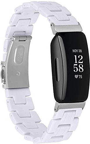 Miimall Kompatibel mit Fitbit Inspire 2 Armband, Ultraleicht Harz Resin Ersatzarmband mit Edelstahlschnalle Sport Uhrenarmband Armbänd für Fitbit Inspire 2 - Weiß