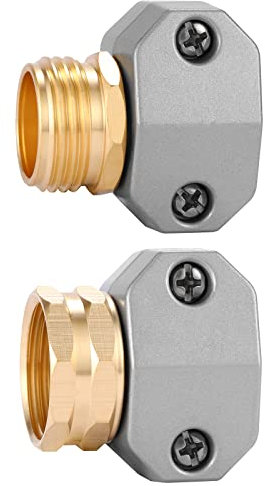 REGNHLIF - Raccordo maschio e femmina in zinco e alluminio, adatto a tutti i raccordi di riparazione per tubi da giardino da 5/8 e 3/4, confezione da 2