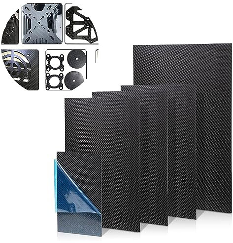 Longzhuo Fibra de Carbono, Sarga de Alta dureza Material de lámina de Tablero de Placa de Fibra de Carbono con Superficie Brillante(200 * 300 * 0.5mm)
