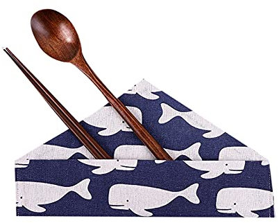 Juego de 2 cucharas de madera para cocinar grandes ballenas triángulo viejo lacado medio mango redondo rojo sándalo palillos