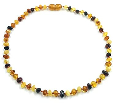 Collier d'ambre (unisexe) 34 cm - Collier fait main en ambre Baltique naturel certifié (multicolore)