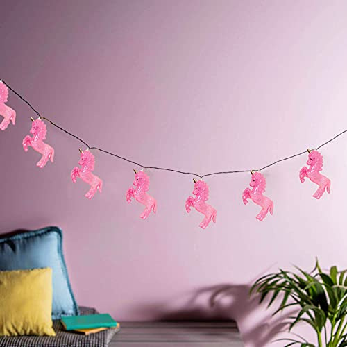 Riaxuebiy LED Pink Unicorn Horse Night String Lights Kids Girls Bedroom Wall Window Birthday Party Holiday Christmas Tree Decorative Lights (Pink Horse, 20-LED)