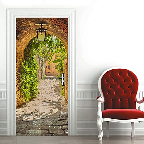 A.Monamour Türtapete Selbstklebend Türfolie Türposter 3D Alte Gassen Einer Mittelalterlichen Stadt Vinyl Folie Türdeko Tapete Wandbild Türaufkleber Türtattoo 95 x 215 cm