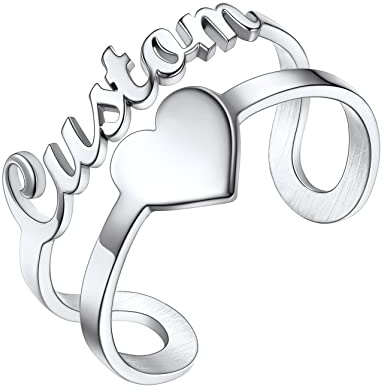 GOLDCHIC JEWELRY Edelstahl Damen Name Ring personalisierte einstellbare offene Naame Ring Multi-Shape Ring Kollektion Maßgeschneiderte Namensring mit Geburtssteien in Silber/Gold/Schwarz