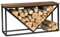 IDMarket - Range tronchi orizzontale Hawkins Acciaio Nero Vassoio Legno scuro per camino