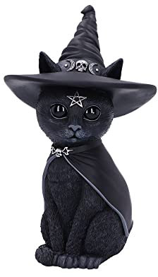 Nemesis Now Cult Cuties Purrah 30 cm (groß), Harz, schwarz, Hexenkatze-Figur, gruselig Bezaubernde Katzenfigur, in feinstem Harz gegossen, fachmännisch handbemalt